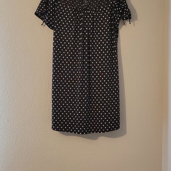 PERSEPTION CONCEPT WOMENS BLACK DRESS WITH PINK AND WHITE POLKA DOTS - SIZE MED. - Picture 5 of 7